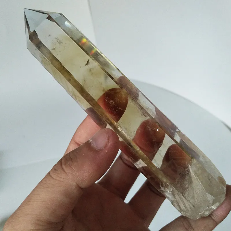 Натуральный камень цитриновый Кристалл кристаллические палочки точка энергия чакры камни и заживляющие кристаллы - Цвет: A31   196g   155mm