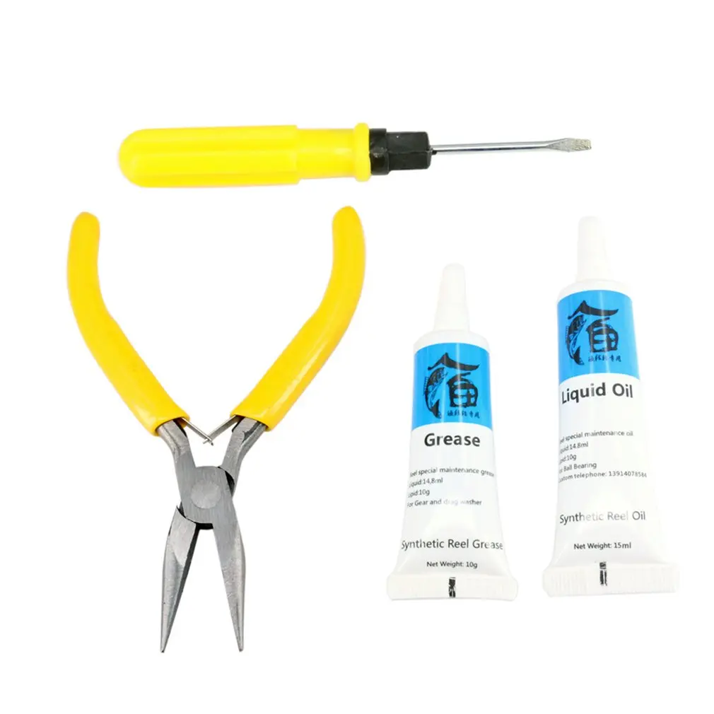 

Practical Fishing Reel Maintenance Kit Portable Grease Screwdriver Pliers Combination Fishing Supplies