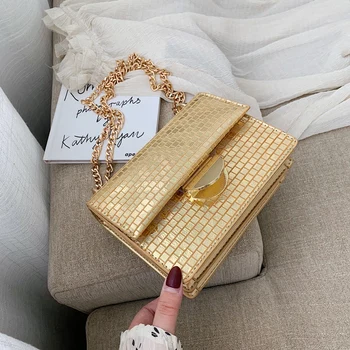 

Women PU Leather Crossbody Bag Female Designer Chain Luxury Handbags Gold Shoulder Messenger Bag Girl's Travel Bag 2020 New