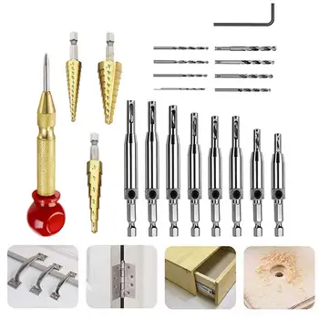

21pcs Hole Opening Door Window Professional Power Tools Spring Loaded High Speed Steel For Woodworking Drill Bits Set Adjustable