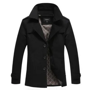 

2018 Spring Men's Trench Coats , Large size men's casual lapel Jackets men , Solid color youth Trench jacket . black red S-4XL