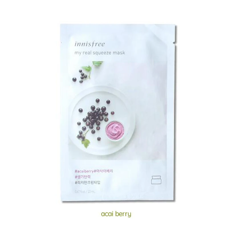 acai berry Новинка, innisfree, это настоящее сжатие, маска, увлажняющая, контроль жирности, лист, маска, против старения, гладкая кожа, Корея, косметическая маска для лица - Цвет: acai berry