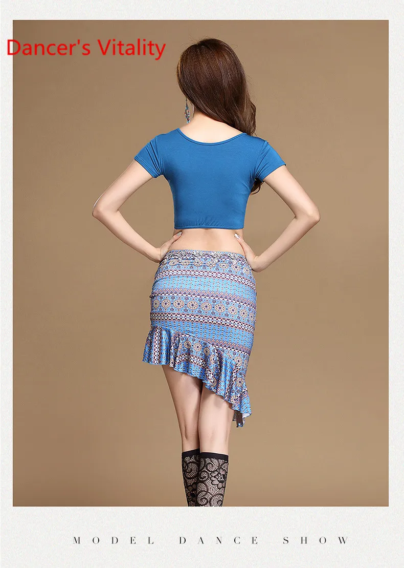 Belly Dance Practice Clothes Women Beginners Short Sleeve Cropped Top Skirt Oriental Indian Dancing Performance Training Costume