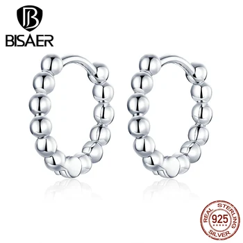 

Small Earrings BISAER 925 Sterling Silver Stackable Round Circle Exquisite Women Stud Earrings Korean brincos Jewelry ECE807