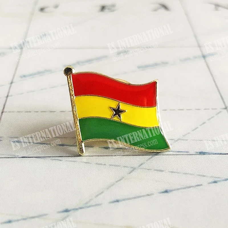 Ghana National Flag Crystal Epoxy Metal Enamel Badge Brooch Collection
