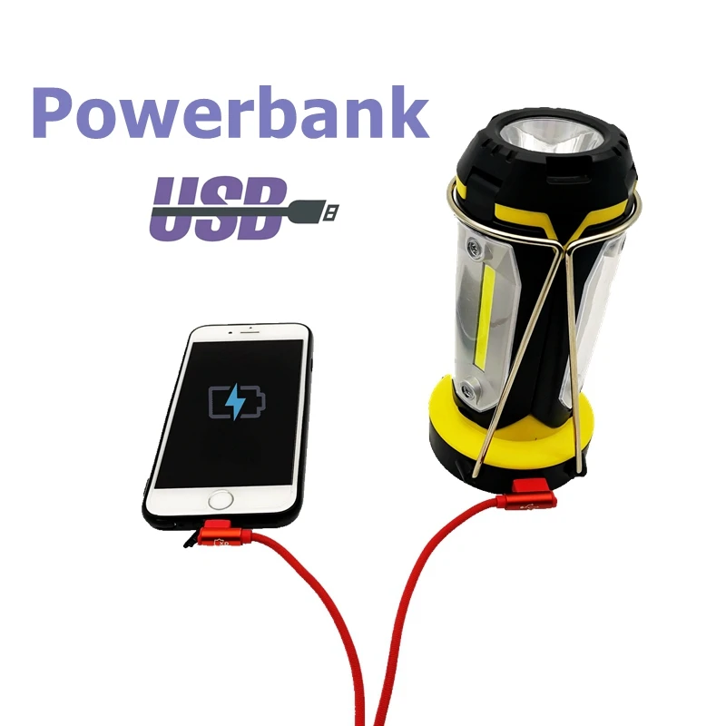 COB портативный фонарь, лампа для палатки, USB Перезаряжаемый, ультра яркий, POWERBANK фонарь, фонарь для кемпинга, s светильник для работы, Походов, Кемпинга