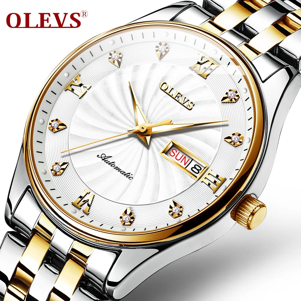 

OLEVS 2020 men's watches top brand luxury business Automatic clock Business Waterproof Stainless Steel Mechanical Wristwatch