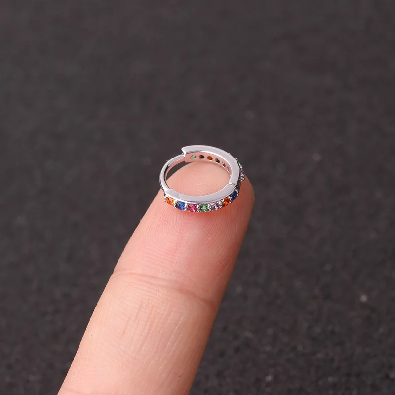 Sellsets 1pc 6mm/8mm/10mm Multicolor Cz Hoop Cartilage Earring Helix Tragus Daith Conch Rook Snug Ear Piercing Jewelry