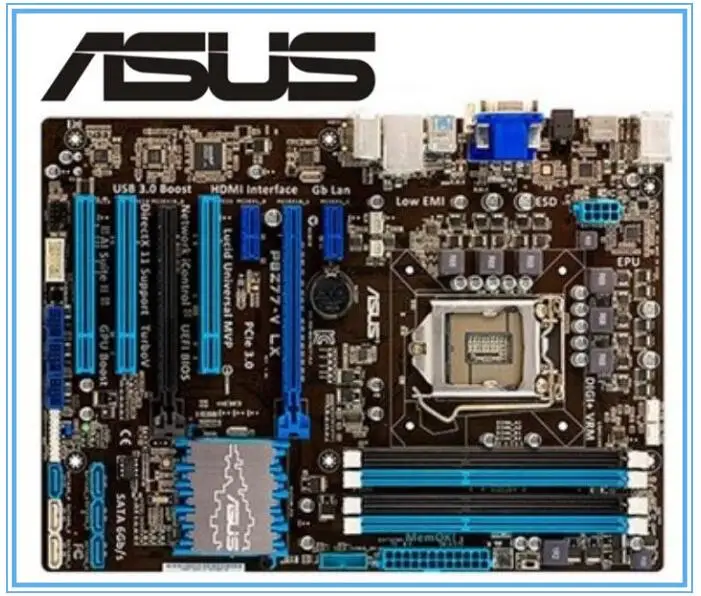 ASUS P8Z77-V LX материнская плата LGA 1155 DDR3 i3 i5 22/32nm Процессор USB3.0 32 Гб SATA3 VGA HDMI Z77 Настольный вентилятор используется материнская плата