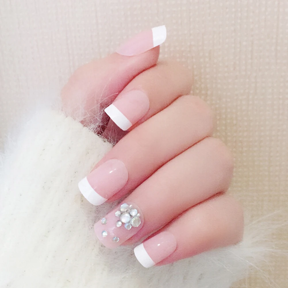 Hot Nude Natural White French Fake Nails Tips Acrylic False Nails Press On DIY Manicure Salon Stickers Artificial Nail Tip