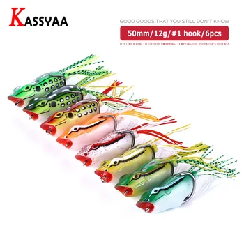 

8pcs Float Soft Frog Lures 5cm12g #1 Fishhooks Simulation Black Bass Bait Lifelike Silicone Swimbait Sea Fresh Water Fish Tackle