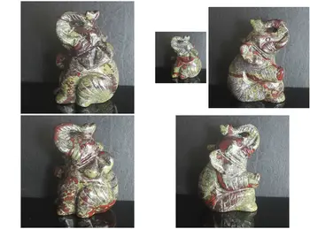 

2'' Hand Carved Mixed Gemstone Crystal Elephant Animal Figurine Animal Carving