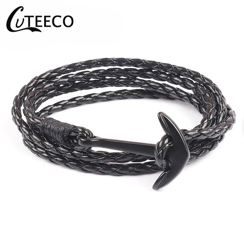 CUTEECO, мужской браслет с якорем, многослойный браслет из искусственной кожи для мужчин и женщин, модный браслет, очаровательный браслет, мужские ювелирные изделия на день рождения