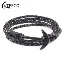 CUTEECO, мужской браслет с якорем, многослойный браслет из искусственной кожи для мужчин и женщин, модный браслет, очаровательный браслет, мужские ювелирные изделия на день рождения