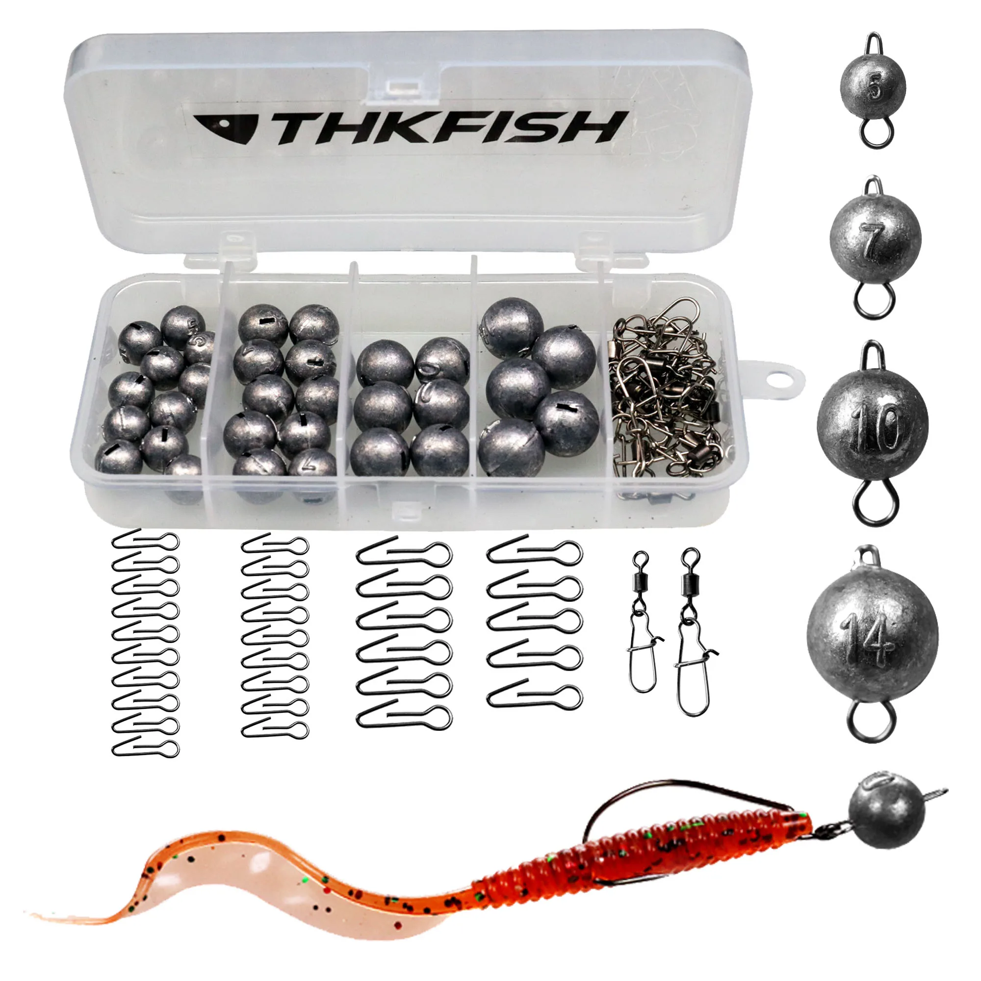 

44pcs/66pcs Fishing Tackle Box Lead Fishing Weight with Swivle Boat and Ball Fishing Sinker For Texas Rigs Accessories