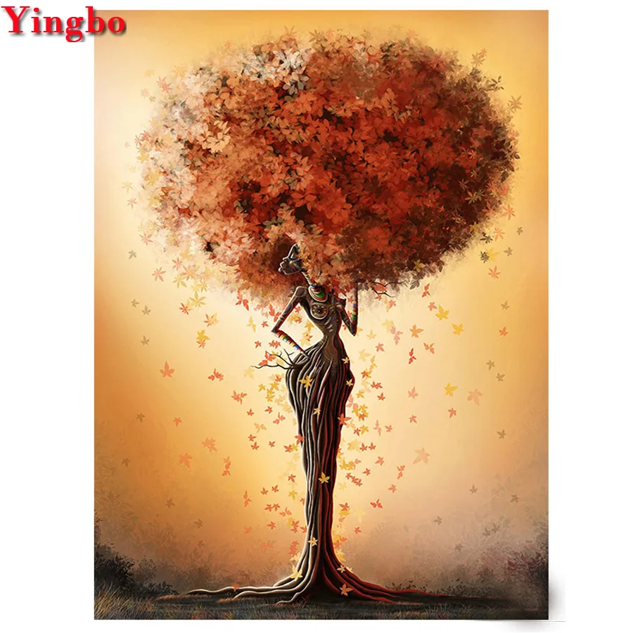 

Diamond Painting African Woman Abstract Tree Diamond Embroidery Cross Stitch Full Set Diamond Mosaic Rhinestones Home Decor