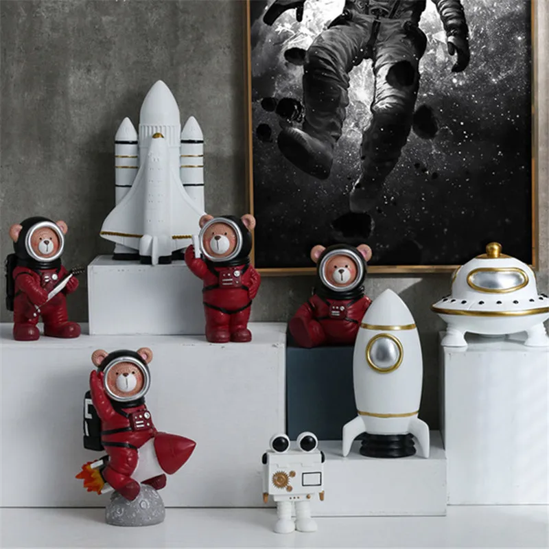 Креативный астронавт украшение для медвежонка ракета медведь смолы ремесла астронавт украшение стола декоративные ремесла лучший подарок