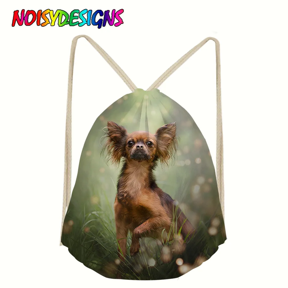 

NOISYDESIGNS 2020 Drawstring Bag Border Collie Pug Dogs Printing Travel Backpack Storage Bag Outdoor Beach Pocket Wholesale