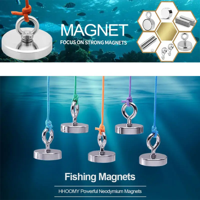 Super Strong Fishing Magnet 255 LB Neodymium Round Powerful Retrieving Eyebolt