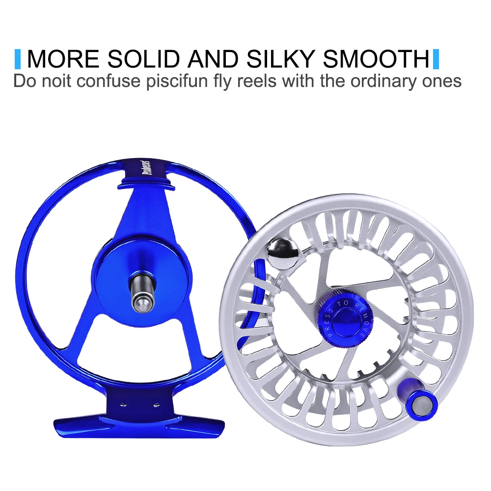 PROBEROS Fly Fishing 3+1 BB Wheel Blue & Silver Color Fly Fishing Reel CNC  Machine Right & Left Handle Aluminum Fly Reel