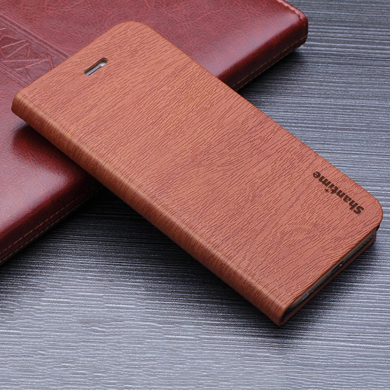Чехол из искусственной кожи с деревянным лицевым покрытием для Oukitel C16 Pro, флип-чехол для Oukitel C16 Pro, деловая сумка для телефона, Мягкая силиконовая задняя крышка - Color: Brown