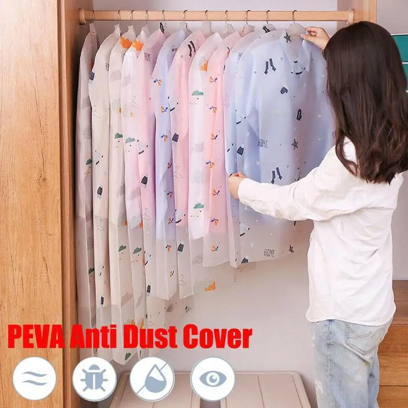 Peva чехол для одежды для защиты от пыли прозрачное пальто Cheongsam пуховик для хранения подвесной мешок шкаф одежда водонепроницаемый мешок для пыли