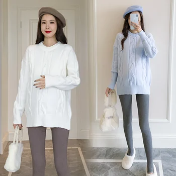 

1690# Autumn Winter Knitted Maternity Sweaters Thick Warm Sweaters Clothes for Pregnant Women Pregnancy Shirt Tops Factory Sale