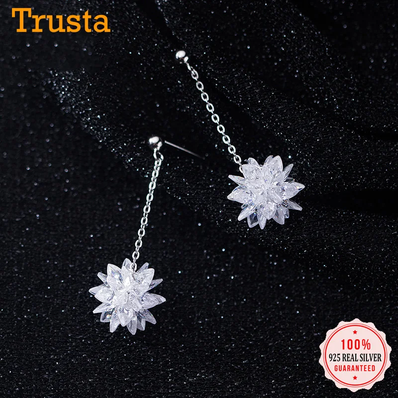 Trusta 925 пробы серебряные женские ювелирные изделия Модные милые миниатюрные Асимметричные карамельные серьги с буквой для дочек девочек DS584