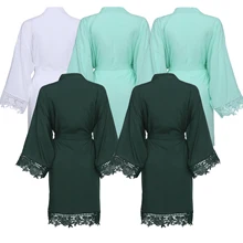 YUXINBRIDAL новая Мятная однотонная вискоза хлопковая одежда для невесты с кружевной отделкой женское свадебное платье кимоно свадебные платья