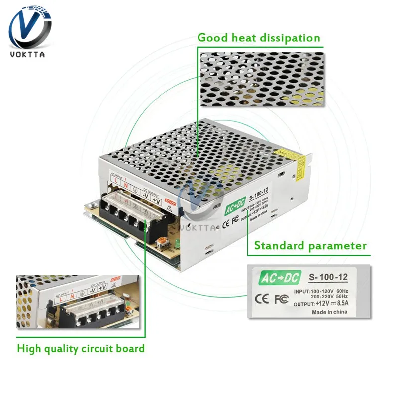 DC 5 в 12 В 24 В 20 Вт 25 Вт 36 Вт 48 Вт 50 Вт 60 Вт 72 Вт 100 Вт 120 Вт импульсный источник питания трансформатор переменного тока в постоянный адаптер питания