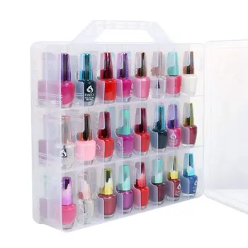 

HLZS-Nail Polish Organizer Holder,Portable Universal Clear Double Side Organizer and Thread Storage Case for 48 Bottles Adjustab