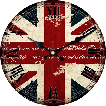 

Silent Vintage Car garage London Street Old Round Clock Retro London British Flag Large Wall Clocks 6 Inch Wooden Wall Clocks