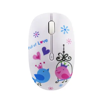 

XQ 2.4G Wireless Mouse Fashion Flower Pattern Mouse Portable Mini Optical Mouse 1200DPI Pink Computer Gaming Mouse for Laptop Pc