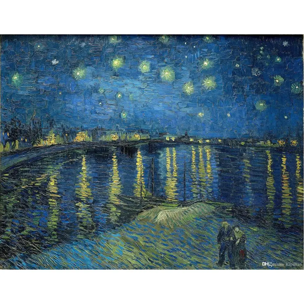 Vincent Van Gogh звездная ночь над Роном картина постер Художественная печать