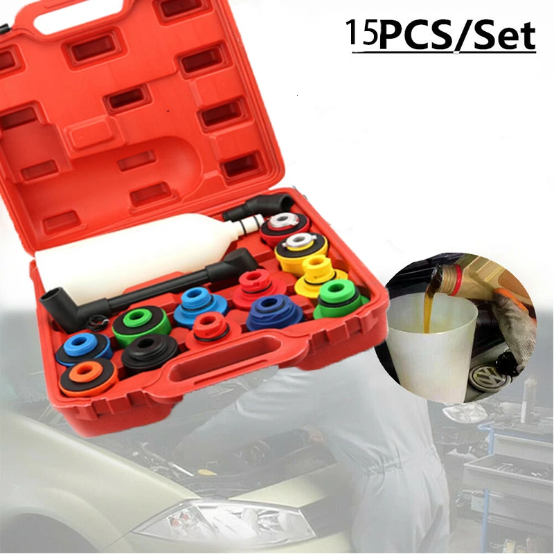 

15 pcs engine oil funnel set universal anti-overflow oil filter tool kit filling system automatic repair plastic filling