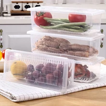 Ящик для хранения ящик для рыбы Кухня холодильник Пластик прямоугольные, для хранения пищи коробка с дренажным борту холодильник для хранения морепродуктов коробка