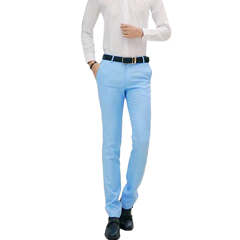 Blue Gentle Man Модные мужские прямые брюки, одноцветные, подходят, умные, повседневные, деловые брюки - Цвет: Blue