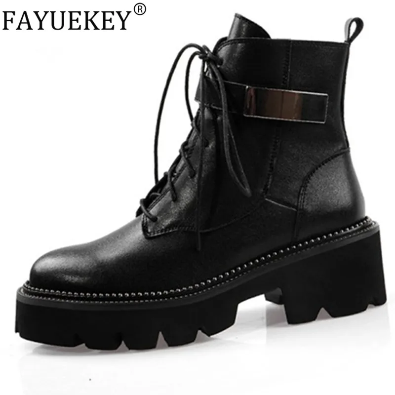 

2020 Genuine Leather Boots Women Shoes Motorcycle Ankle Boots Platform Autumn Winter Boots Rain Boots botas mujer