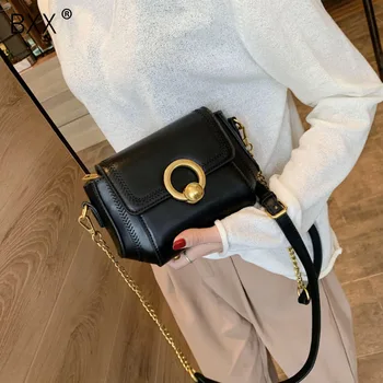 

[BXX] PU Leather Shoulder Messenger Saddle Bags For Women 2020 Fashion Mini Crossbody Bag Female Chain Handbags and Purses HK382