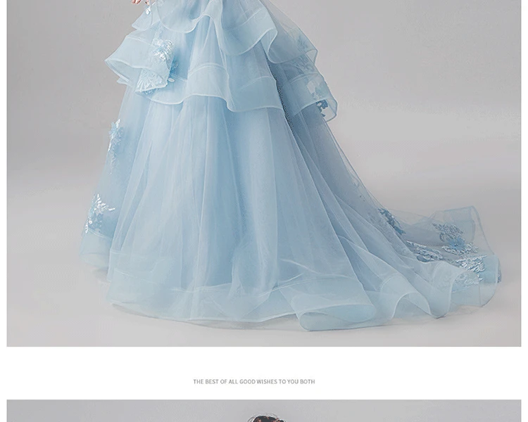 Vestidos de 15 anos, небесно-голубое бальное платье из тюля с кружевной аппликацией, вечернее платье г. Бальные платья для девочек