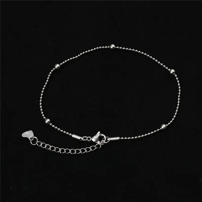 Новинка, простые серебряные браслеты на лодыжке из нержавеющей стали, ножной браслет для женщин и мужчин, ювелирные изделия на ногу длиной 23,5-22 см, 1 шт
