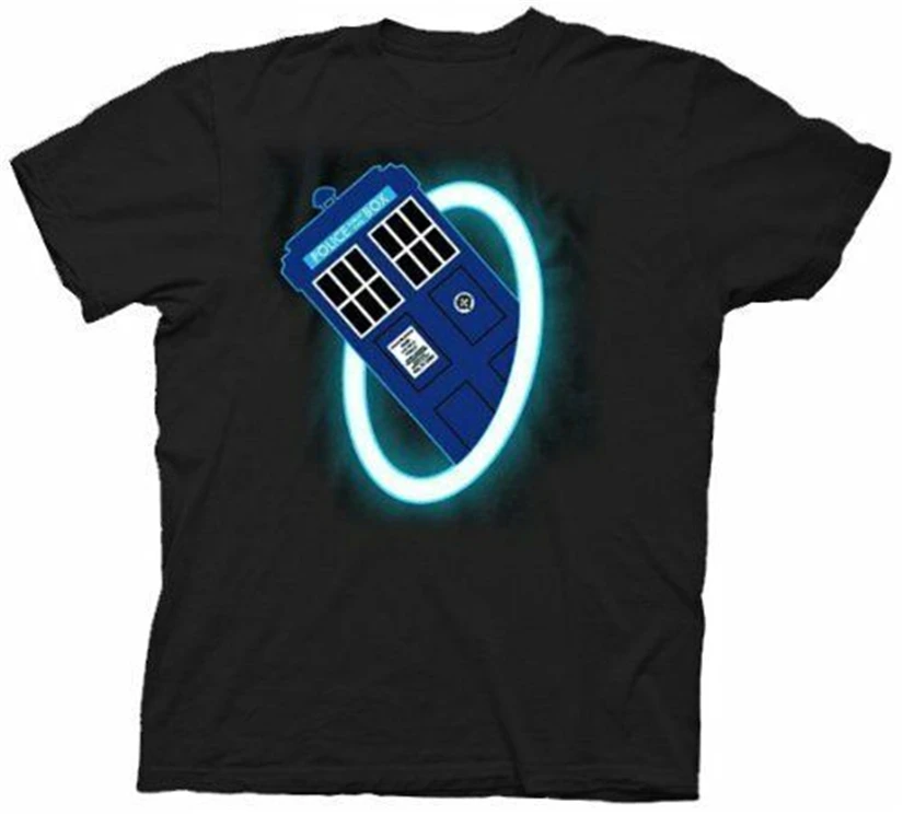 Взрослый черный Scifi Tv Show Dr. Who &amp The Daleks Time Warp Police Box футболка Юмористическая |