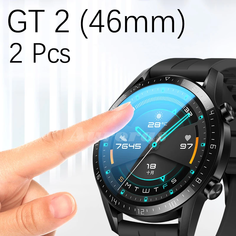 2 шт. защитное покрытие из закаленного стекла для HUAWEI GT 1 Samrt Защитная пленка для часов для HUAWEI GT 2 Чехол - Цвет: HUAWEI GT 2 (46mm)
