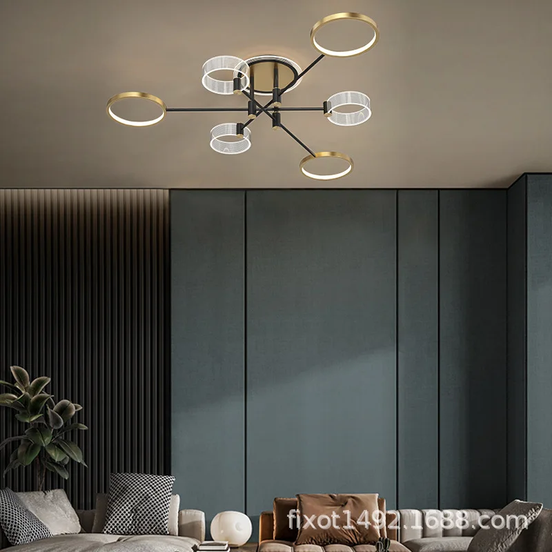New Modern Led Ring Chandeliers for Bedroom Restaurant Room Living Gloss Remote Stepless Dimming Function Chandelier | Лампы и