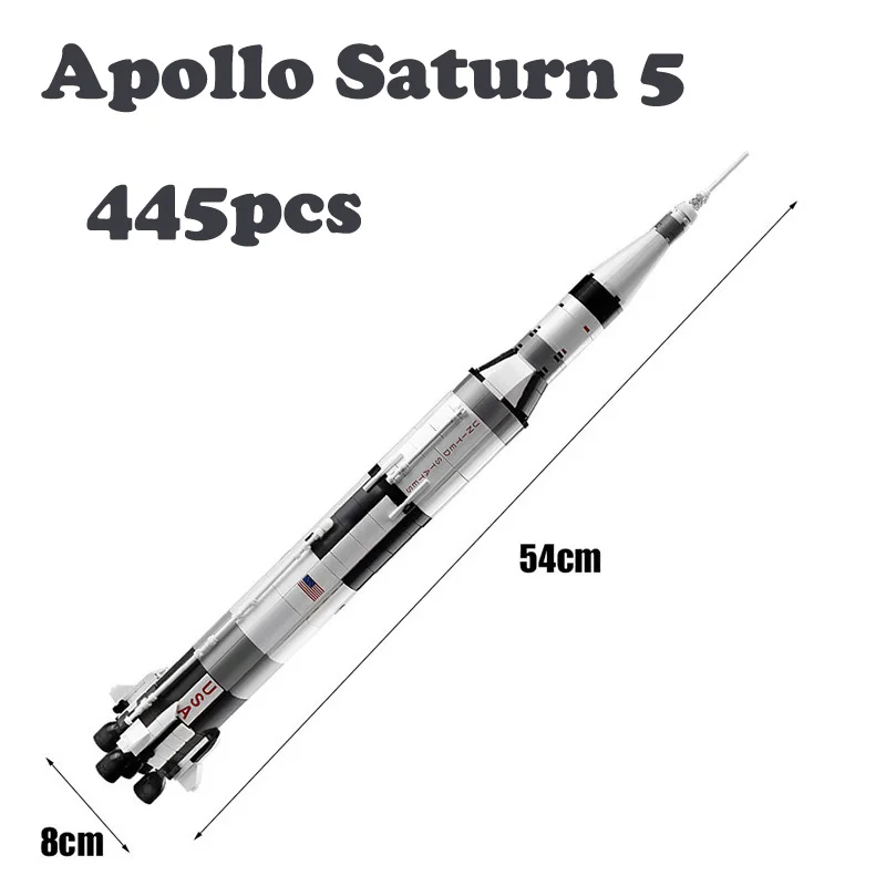 

new Apollo Saturn V model white rocket space exploration building blocks 445pcs children's toy model 13002 long shape ornaments