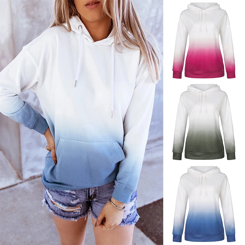 

YL Gradient autumn sweatshirt loose long sleeve sweatshirts for women winter sport women hoodies plus size fashion casual hoodie