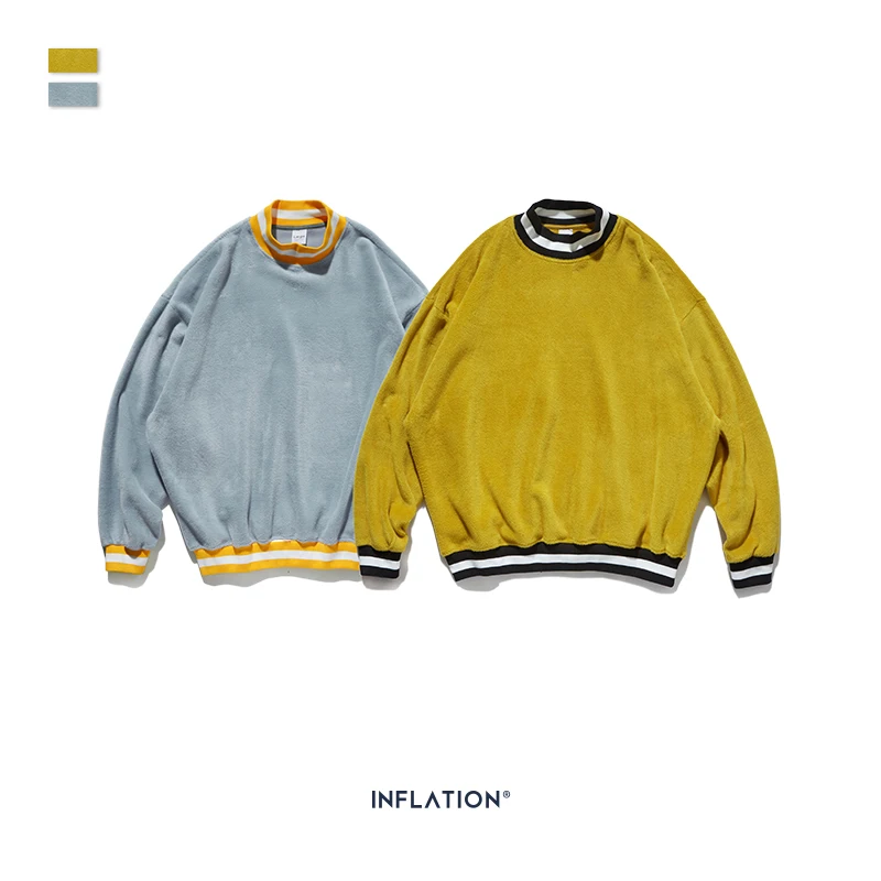 Skup INFLATION męska bluza dorywczo zima jesień ciepła bluza z okrągłym dekoltem męskie aksamitne bluzy Pullover mężczyźni odzież 9623W