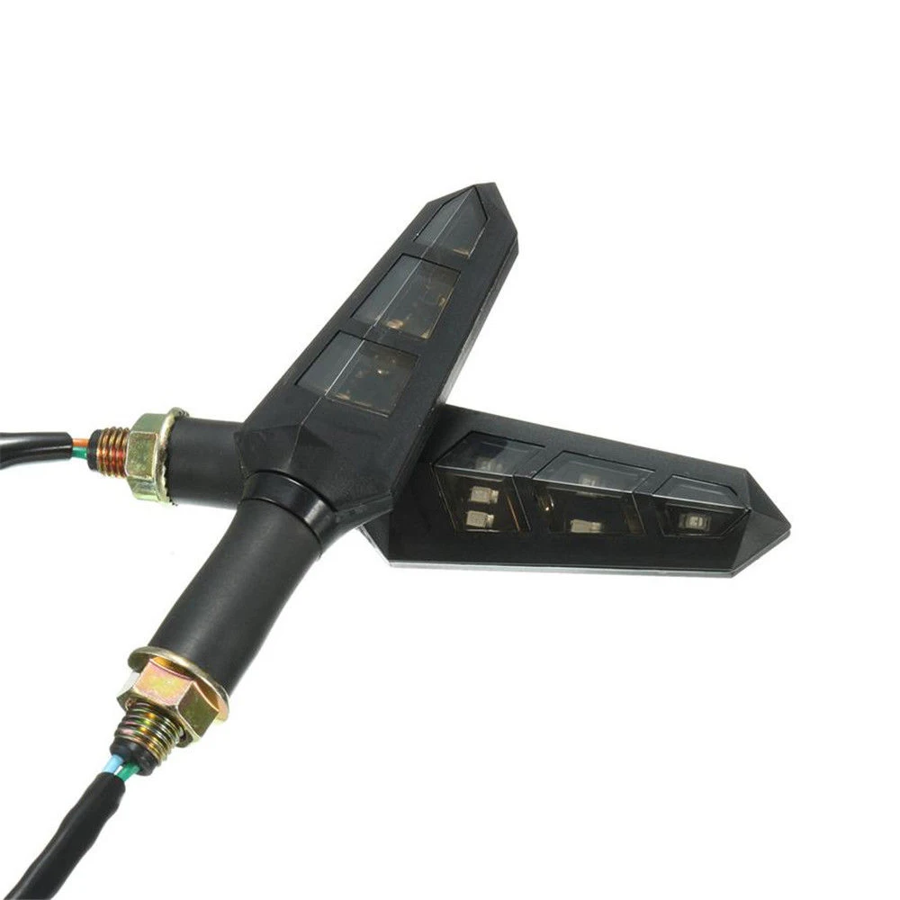 Motorcycle Turn Signal Indicators Blinkers 6 LED Universal Water Flicker Flowing Flexible Amber Light Lamp 12V 1PCS