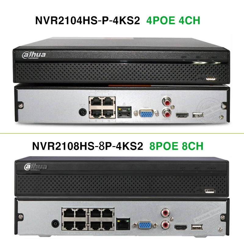 Dahua Original Multi language NVR2104HS P 4KS2 4/8CH 4/8POE H.265 сетевой видеорегистратор 1SATA 8MP P2P