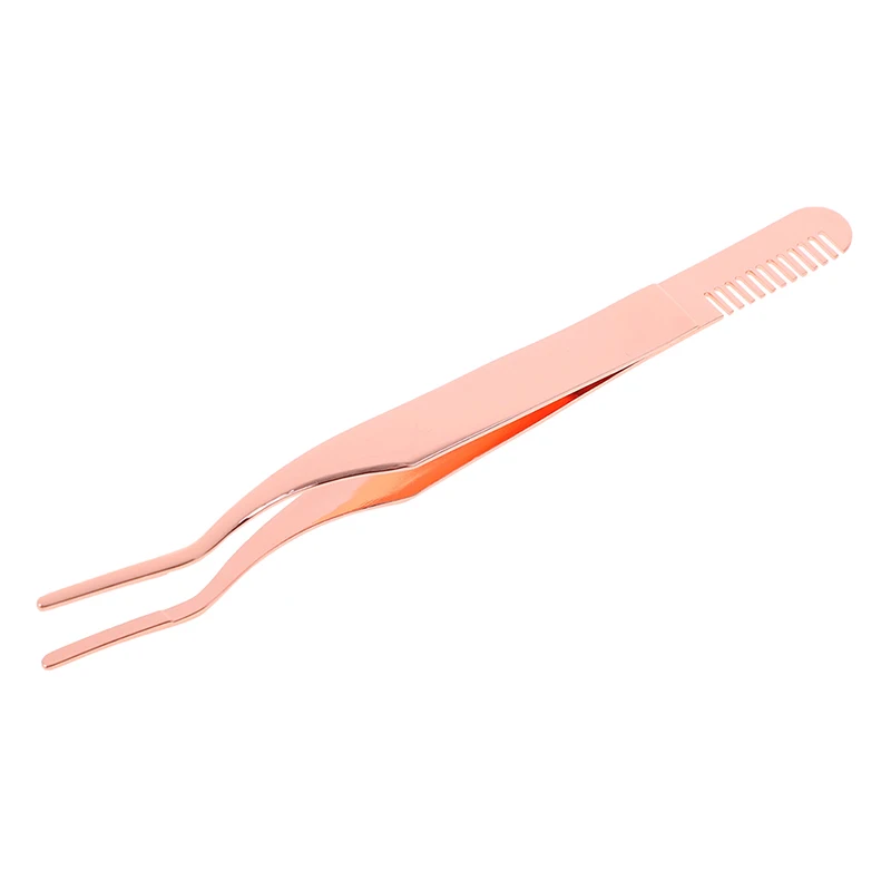 Portable Eyebrow Tweezer with Eyebrow Comb Stainless Steel Eyelashes Extension Tweezers
